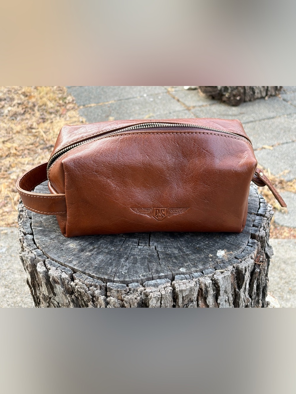 F.H. Wadsworth Leather Travel Dopp Kit - Brown